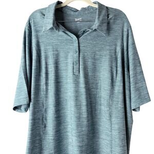 Duluth Polo Shirt Polyester Spandex Women XXL Teal Heather Space Dye Stretch